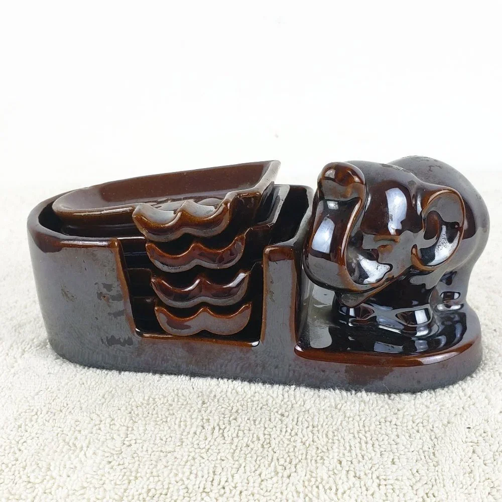 Set of Elephant Ashtrays Occupied Japan